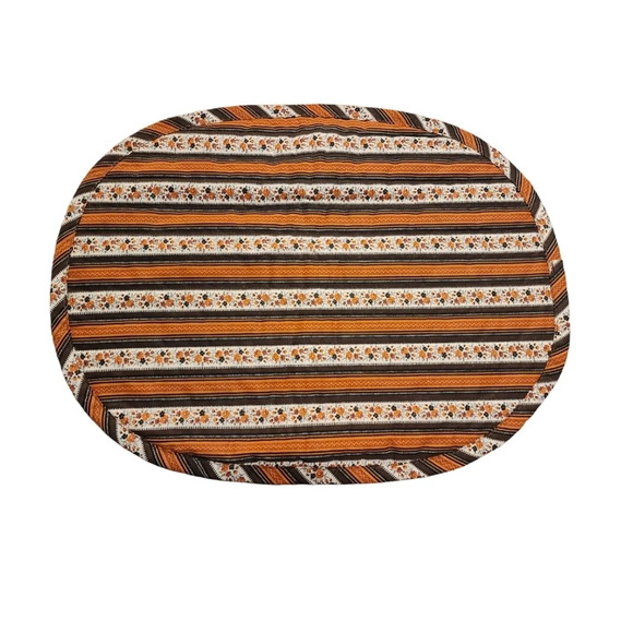 2 Vintage Retro Oval Placemats Brown Orange - Picture 2 of 8